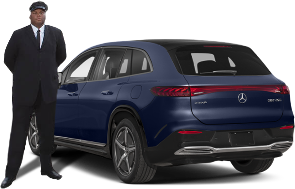 Chauffeur Driver with Blue Benz SUV